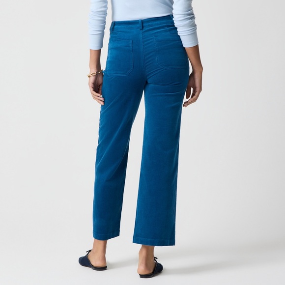 NWT J. Crew Factory Corduroy High-Rise Wide-Leg Cropped Pant in Seaport Blue 34 - Picture 2 of 11